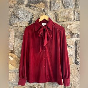 Vintage jantzen burgundy holiday button down shirt